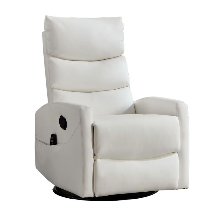 Faux Leather Manual Recliner Chair Swivel Rocker Recliner with Heat & Massage