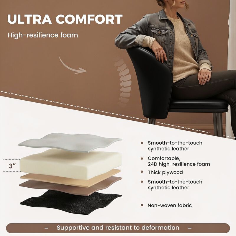 Modern PU Leather Dining Chair Set of 4 image number 4