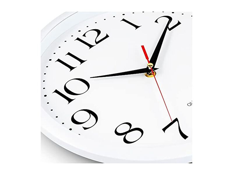 White Sweep Black Hands Wall Clock 12 Inch Silent Non Ticking Easy Read image number 1