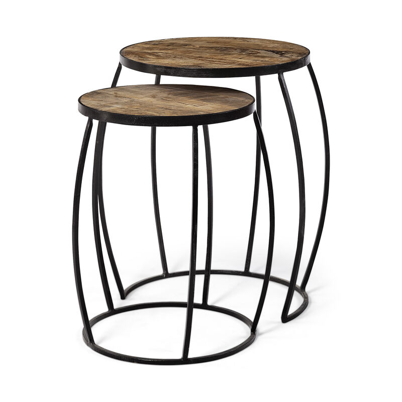 Solid Wood Round Accent Tables &ndash; Elegant Set of Two