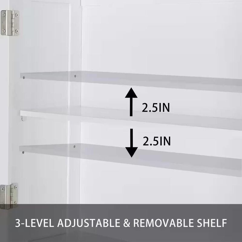 Hivvago Over the Toilet Bathroom Storage Cabinet Shelving Unit in White Wood Finish