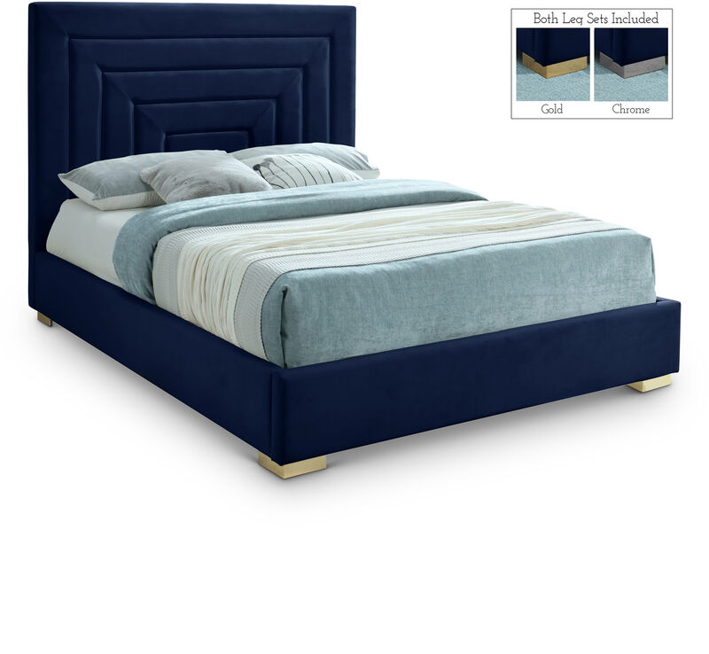 Meridian Furniture Nora Navy Velvet Queen Bed
