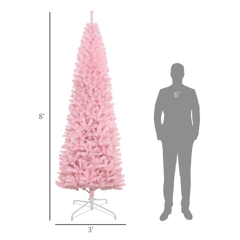 8 ft Tall Unlit Slim Douglas Fir Artificial Christmas Tree with 1168 Realistic Branch Tips
