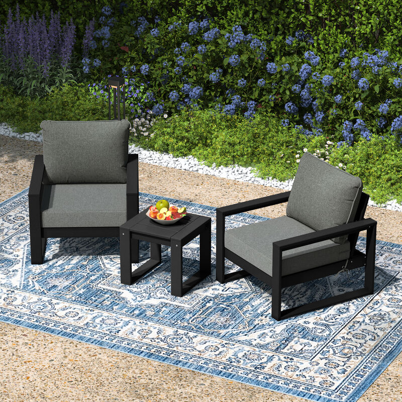 WestinTrends Outdoor Modern 3-Piece HDPE Patio Sofa Set with Side Table image number 1