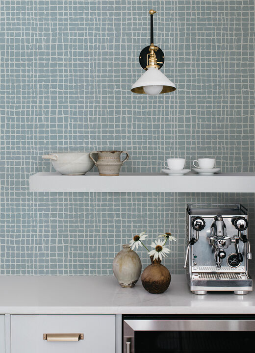 Albin Sky Blue Gridline Wallpaper (Set of 2)