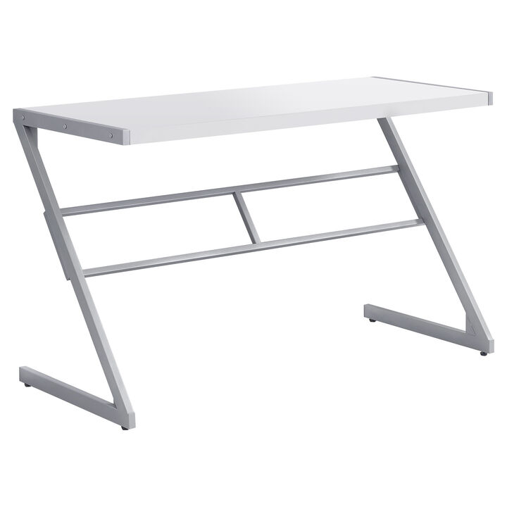 Monarch Specialties I 7372 Computer Desk, Home Office, Laptop, 48"L, Work, Metal, Laminate, White, Grey, Contemporary, Modern