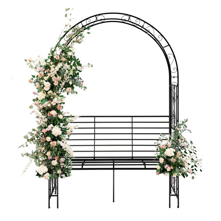 Double Layer Iron Garden Arch &ndash; Arc Roof with Chair for Courtyard or Patio