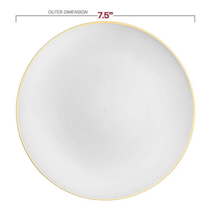7.5" White with Gold Rim Organic Round Plastic Salad Plates (120 Plates) image number 2