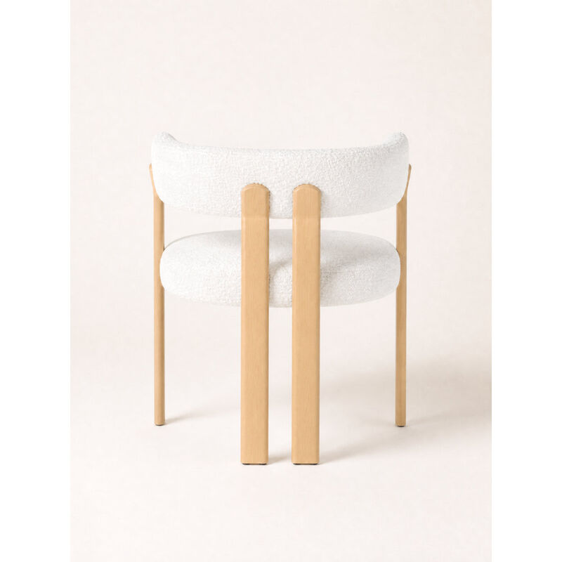 2-Piece Modern Boucl&eacute; Dining Chair Set with Wood-Grain Metal Frame, Upholstered Curved Barrel Back Side Chairs (Set of 2) image number 2