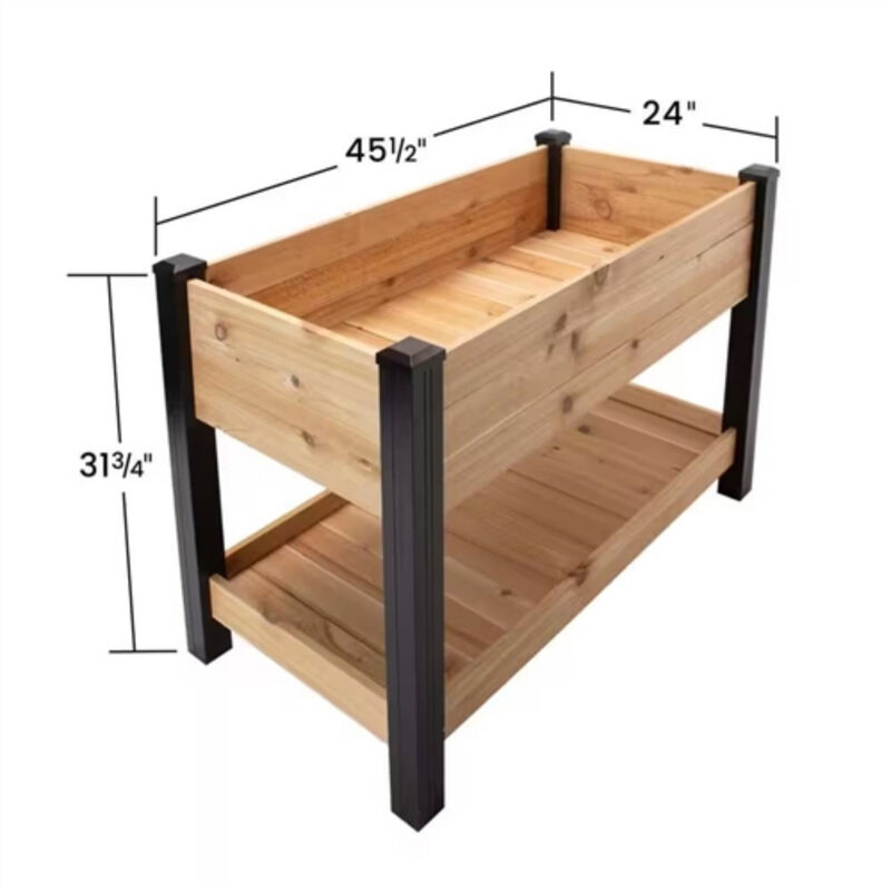 Rustic Cedar Wood Raised Bed – Modern Planter Box with Vinyl Legs for Stylish Outdoor Décor