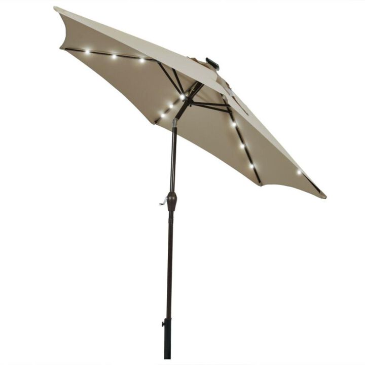 Hivvago Solar LED Lighted Patio Market Umbrella with Tilt Adjustment without Base
