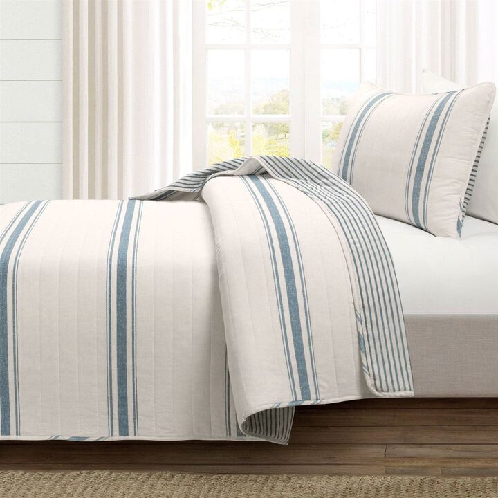 Reversible Stripe Quilt Set – 2-Piece 100% Cotton Bedding