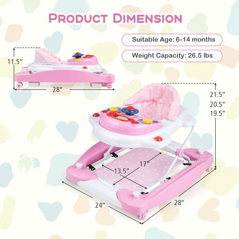 6-in-1 Multifunction Baby Walker with Adjustable Height Foldable image number 2