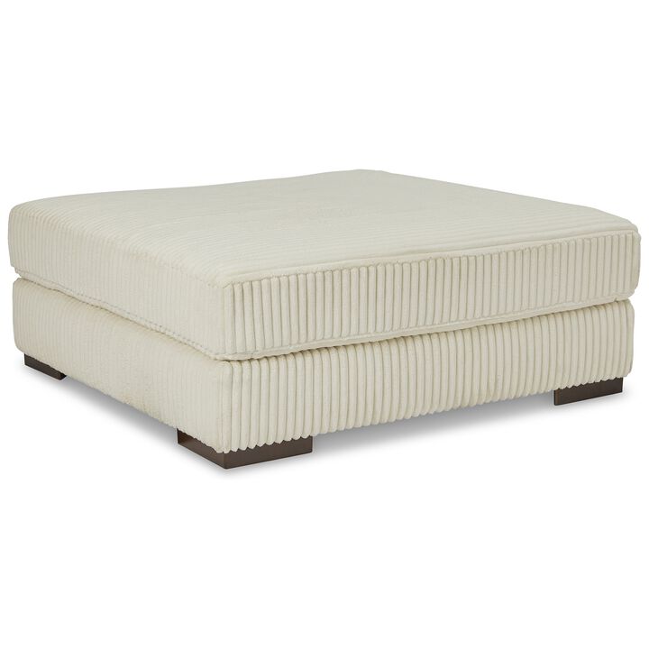 Lindy Accent Ottoman, Square 51 Inch Modern Style, Ivory Polyester - Benzara