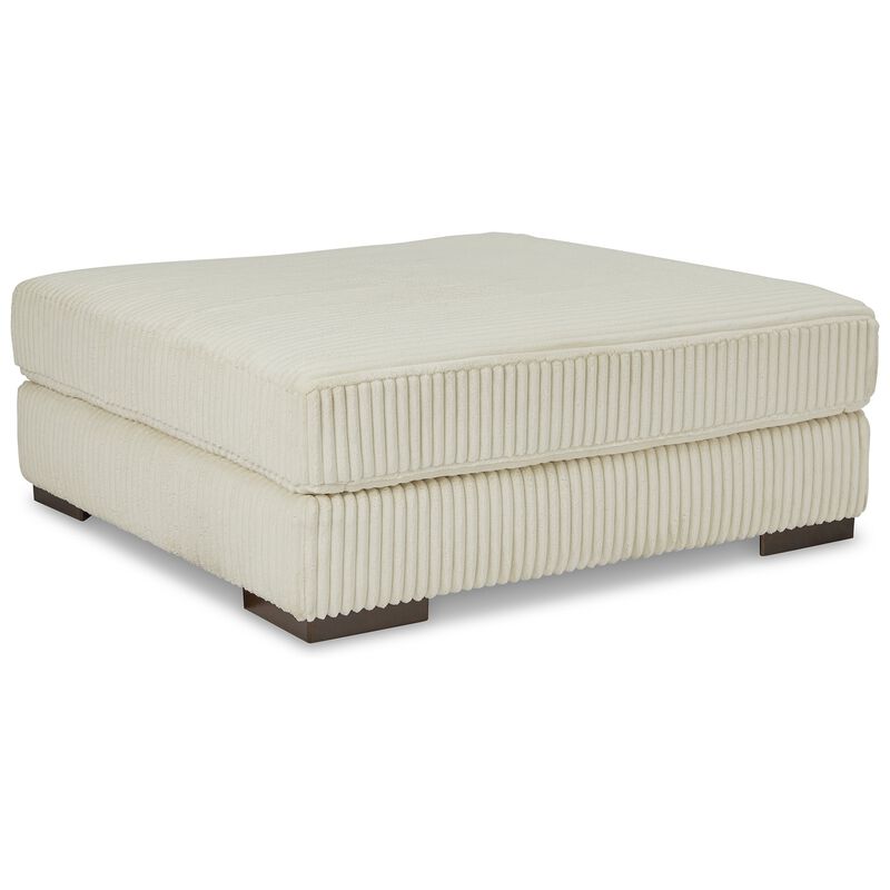 Lindy Accent Ottoman, Square 51 Inch Modern Style, Ivory Polyester - Benzara