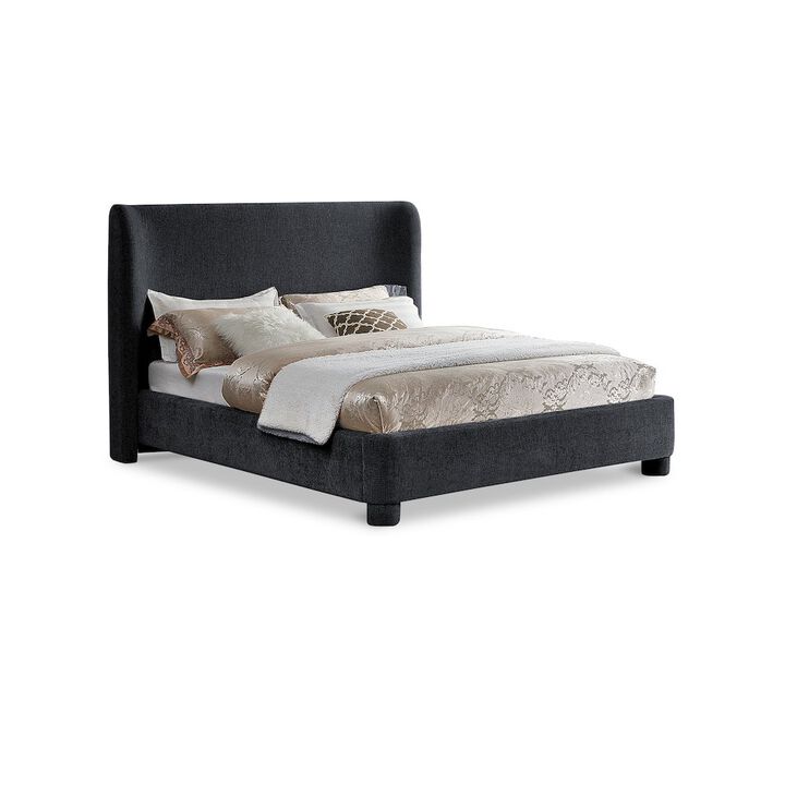Meridian Furniture Penny Black Chenille Fabric King Bed