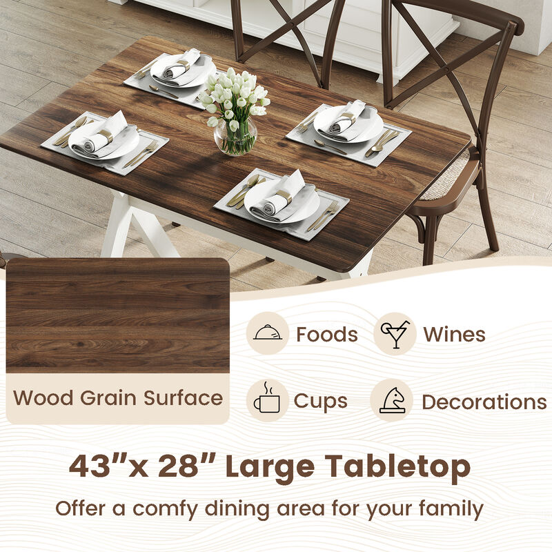 Wood Kitchen Dining Table with X Frame Base, Modern Design image number 8