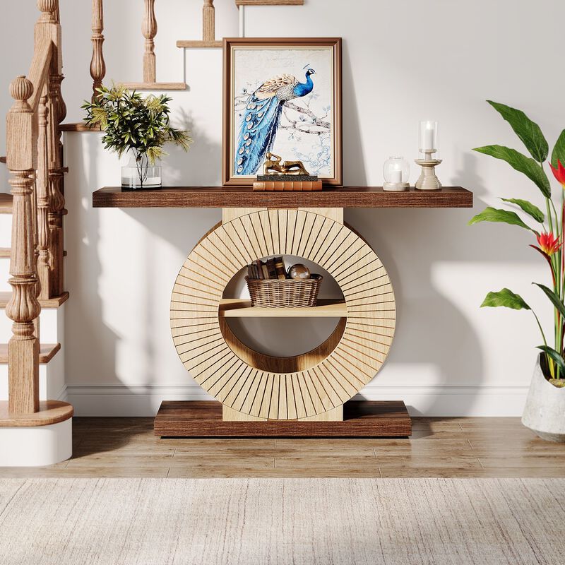 Hallway Console Table with Elegant Wooden Sofa Table Design-Brown image number 3