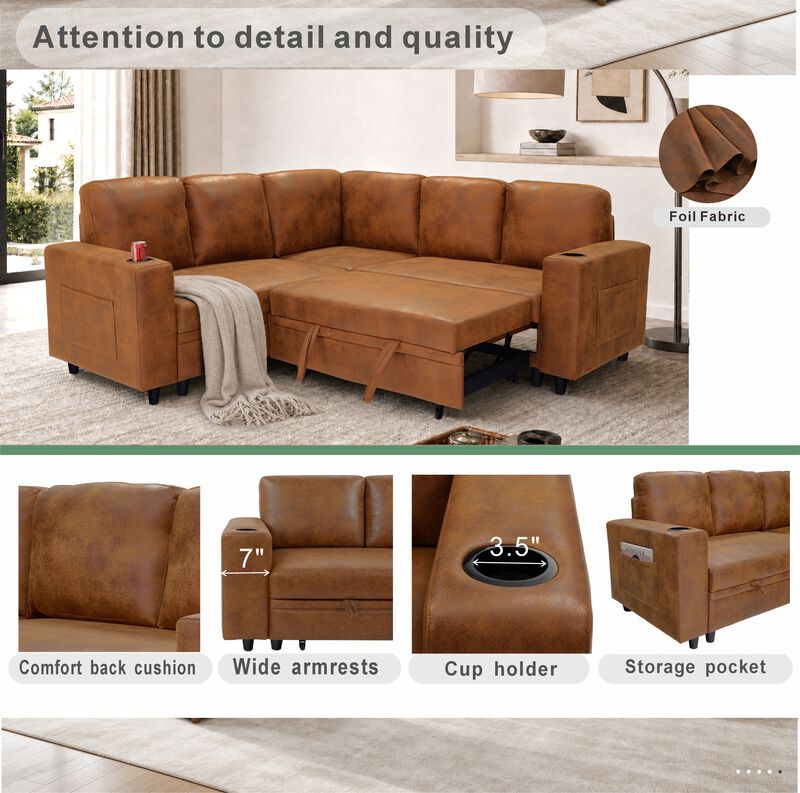 Lelork L-Shape Sectional Sleeper sofa image number 8