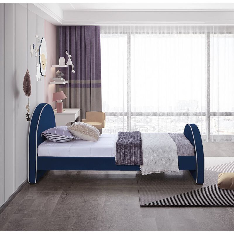 Meridian Furniture Brody Navy Velvet Twin Bed