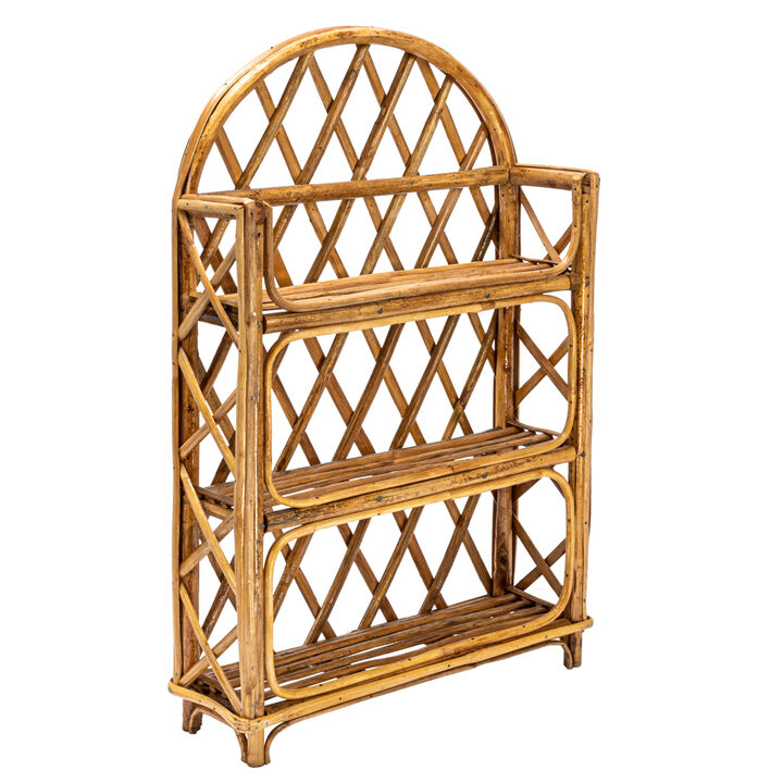 Rattan Wall Shelf with 3-Tier Shelves, Natural
