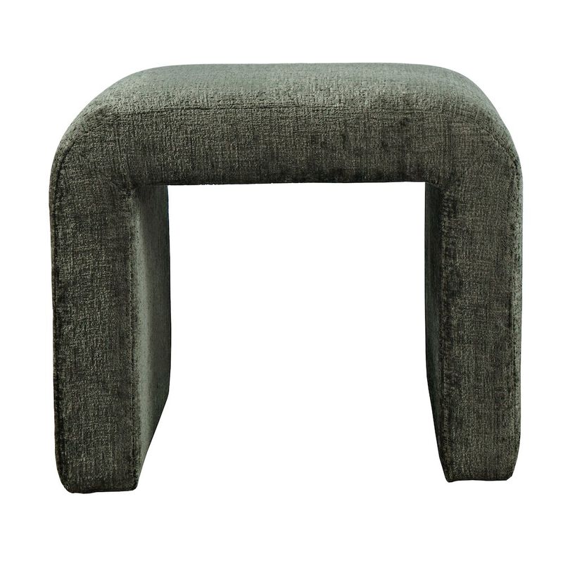 Jofran Modern Curved Upholstered Waterfall Jacquard Petite Ottoman Bench - Set of 2