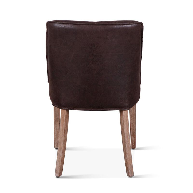 World Interiors Avery Dining Chair in Dark Brown Leather with Natural Legs
