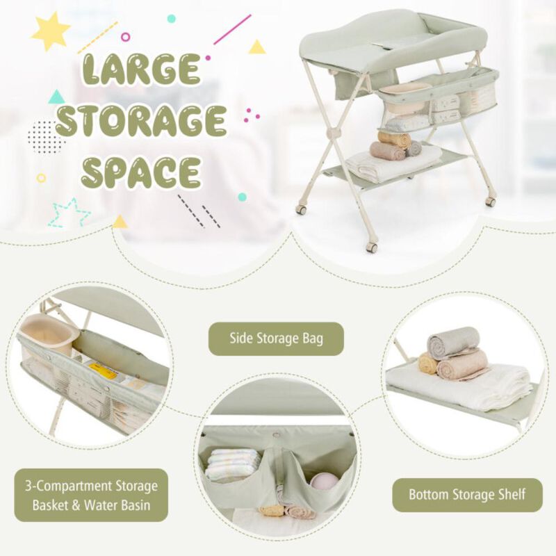 Hivvago Baby Diaper Changing Table with Water Basin Wheel
