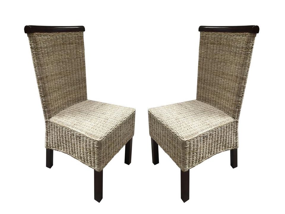 Abaca & Wood Dining Chair-(2pc Set)