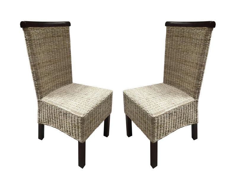 Abaca & Wood Dining Chair-(2pc Set)