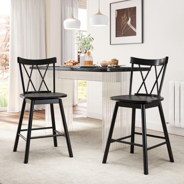 Hivvago Set of 2 Windsor Bar Stool with Ergonomic Backrest and Footrests