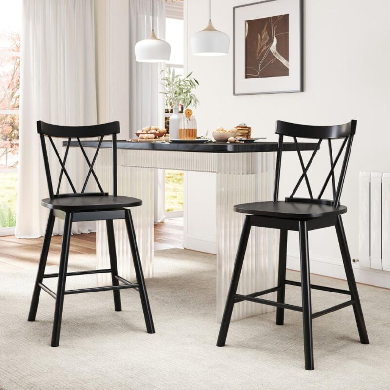 Hivvago Set of 2 Windsor Bar Stool with Ergonomic Backrest and Footrests