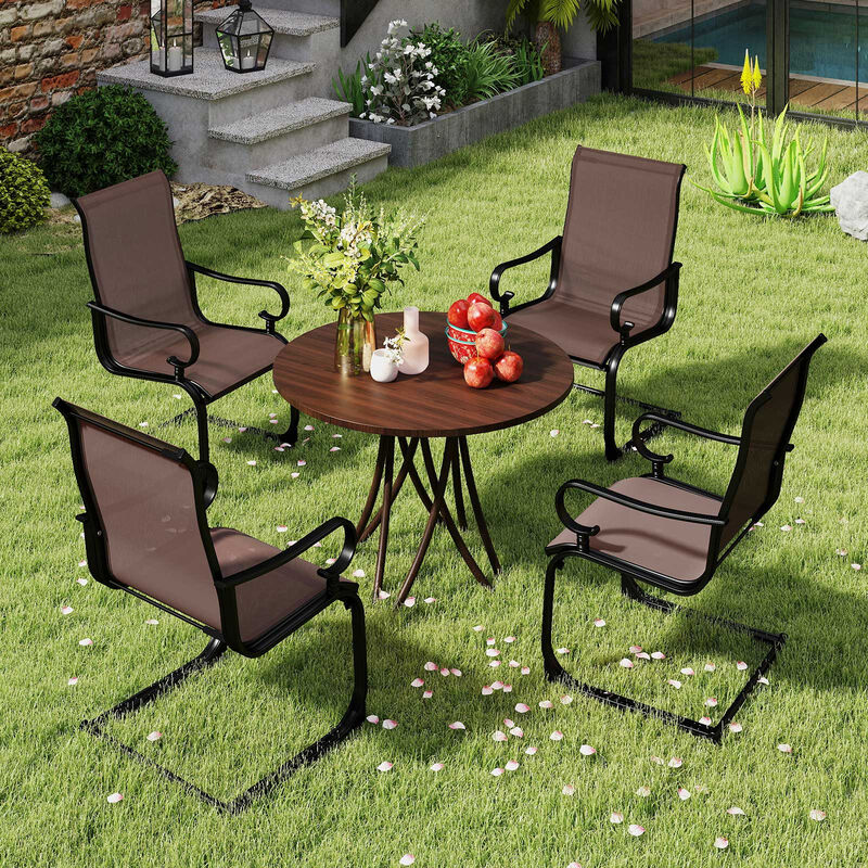 Set of 2 Patio Chairs with Quick-drying and Breathable Fabric for Backyard