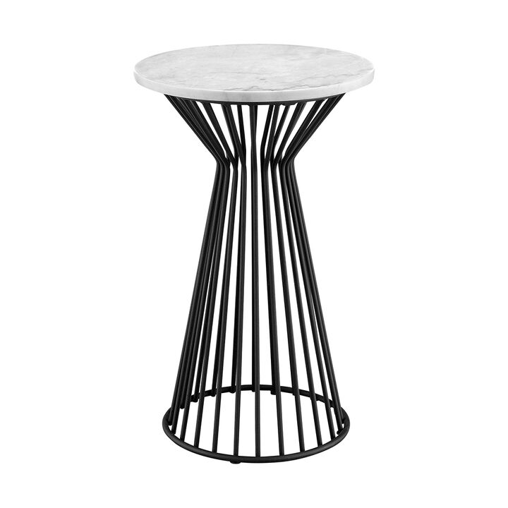 Gracie Mills Howell Matte Black and White Marble Pedestal