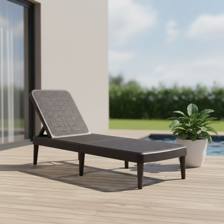 HomeRoots Heavy Duty Plastic Outdoor Stacking Chaise Lounge