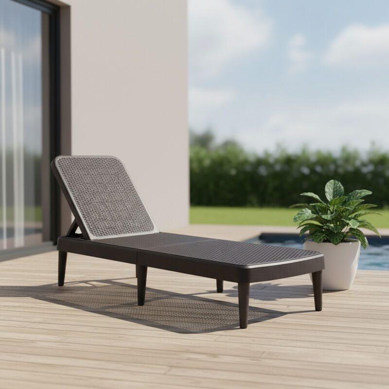 HomeRoots Heavy Duty Plastic Outdoor Stacking Chaise Lounge image number 1