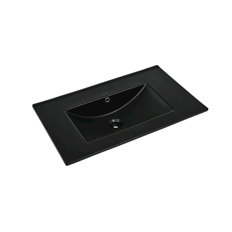 30" Zero Hole Vanity Sink Top in Glossy Black image number 2