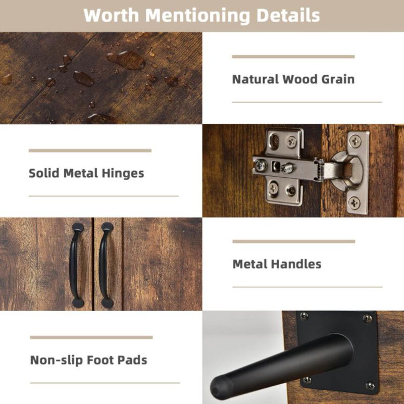 Hivvago Mid-century Wooden Storage Cabinet Wine Glass Holders