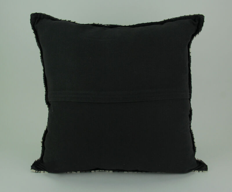 Charcoal Gray Moroccan Quatrefoil Design Cotton Dhurrie Pillow 20 Inch image number 1