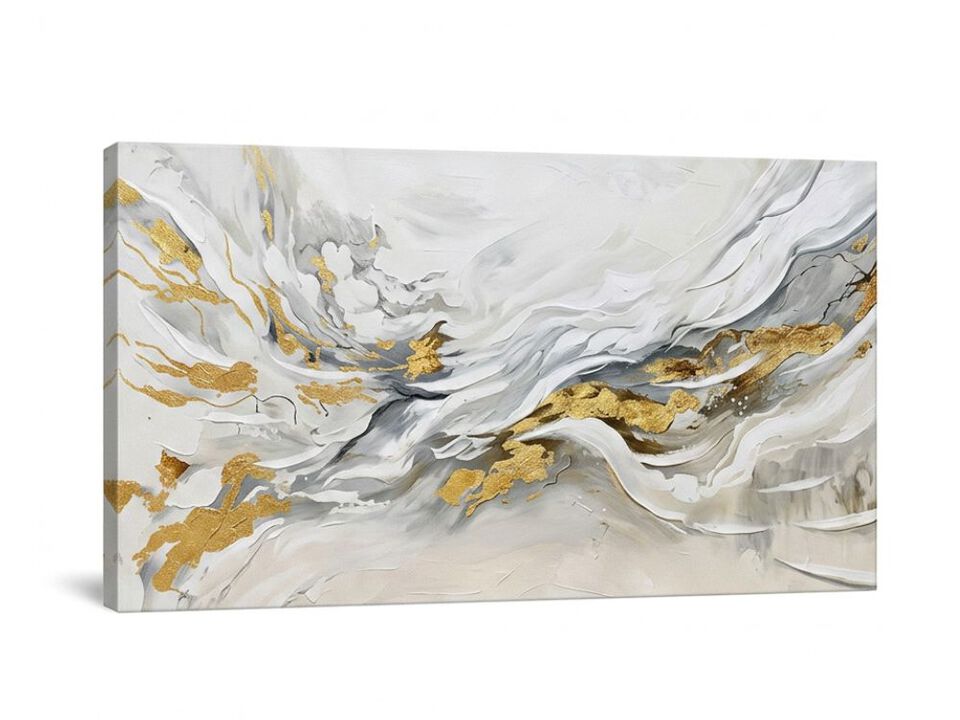 Large Abstract Wall Art Living Room Gold White Decor Canvas Modern Bedroom Ready
