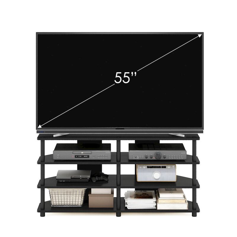 Econ Easy Assembly 4-Tier Corner TV Stand for TV up to 55-Inch, Blackwood/Black