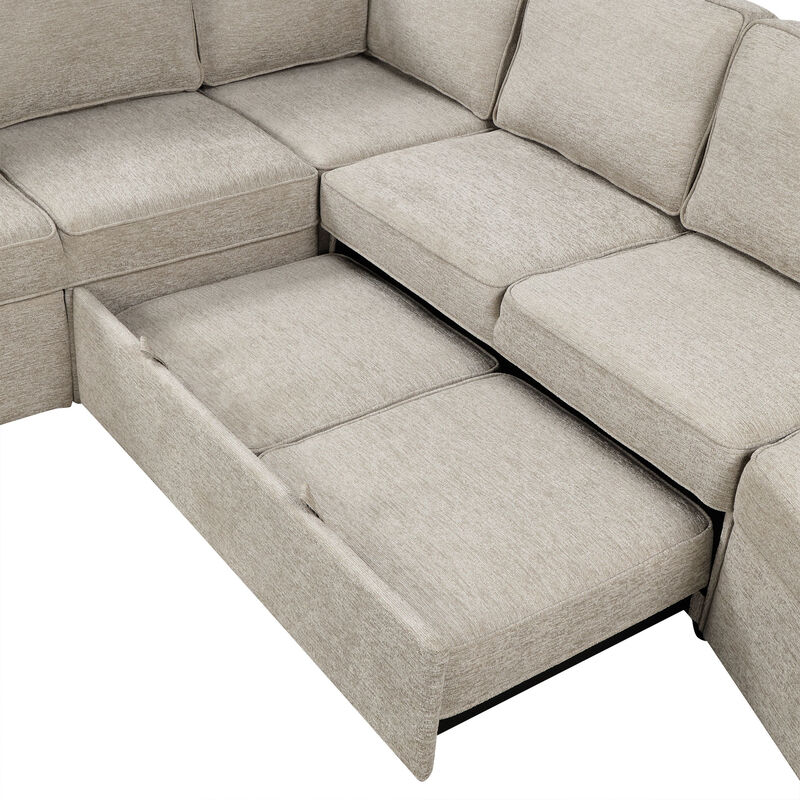 Merax L-shaped Sofa Chenille Sectional Sofa image number 7