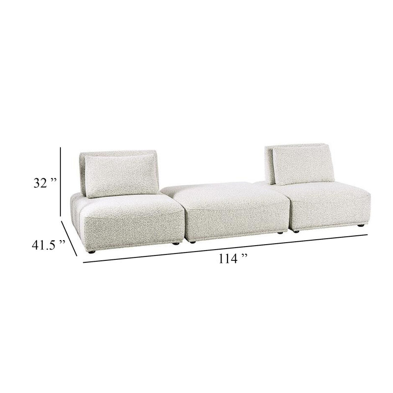 Stavan 2 Seat Modular Sofa, Square Ottoman Gray Boucle Adjustable Back