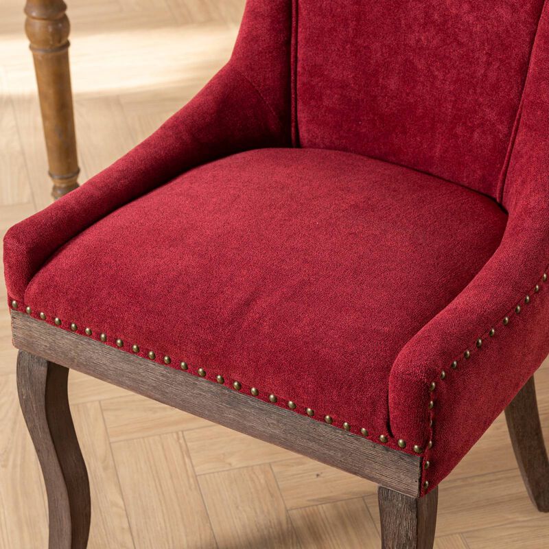 Whisen 2-Piece 22.8inch Upholstered Dining Chairs, Thickened Fabric Solid Wood Legs Bronze Nailhead for Kitchen Dining Room image number 8