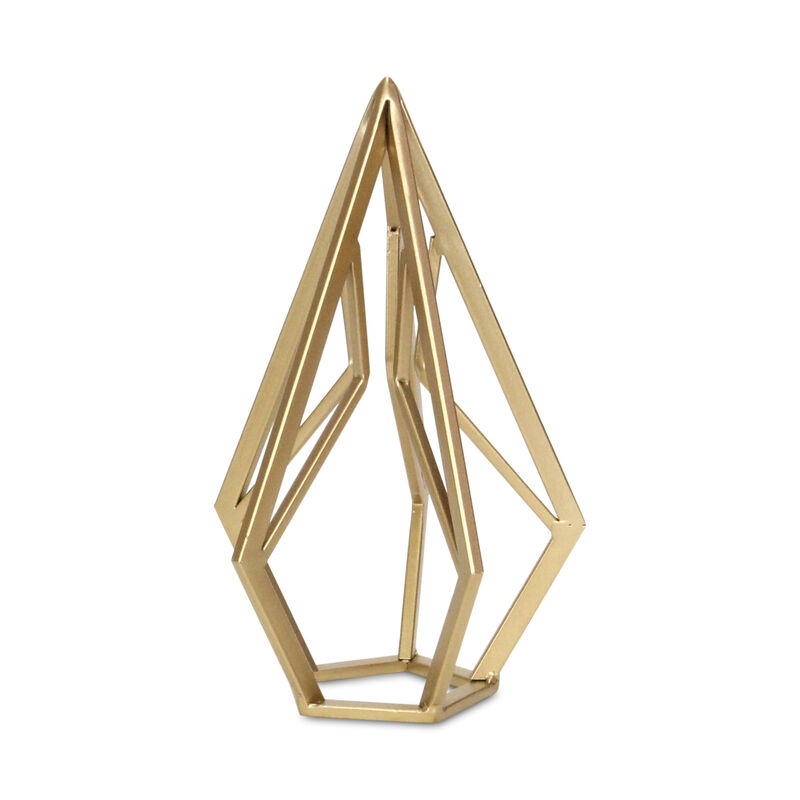 HomeRoots 10" Gold Metal Open Geometric Tabletop Sculpture image number 3