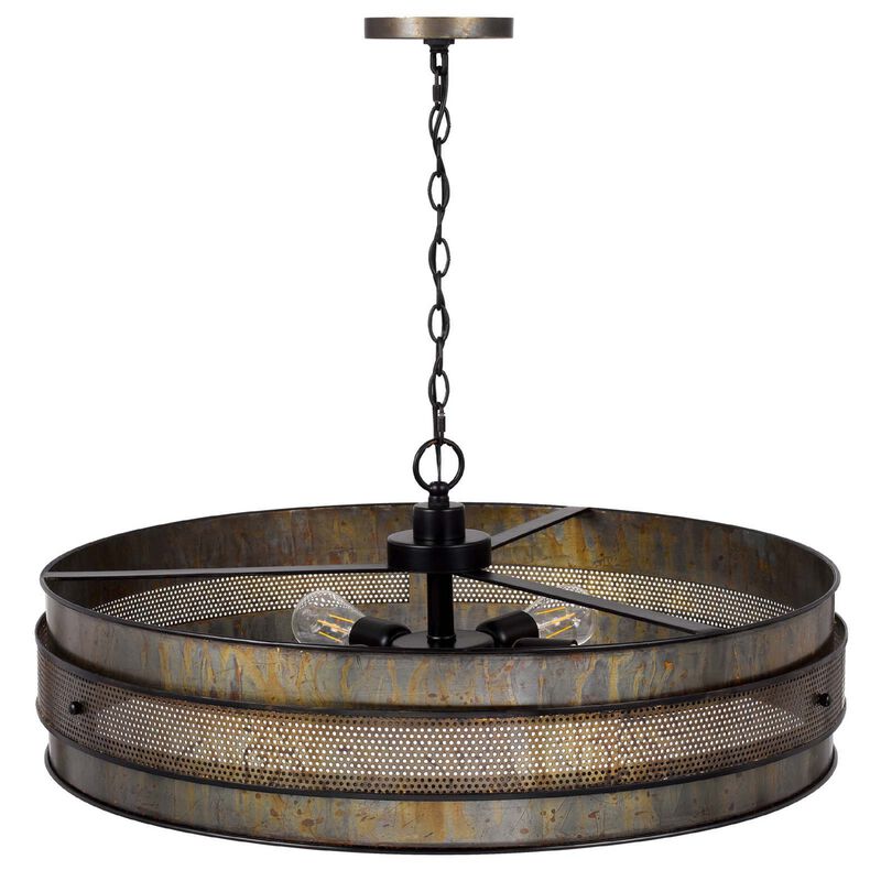 5 Light Chandelier, Drum Shade with Rustic Aged Bronze Mesh Band, 30 Inch image number 4