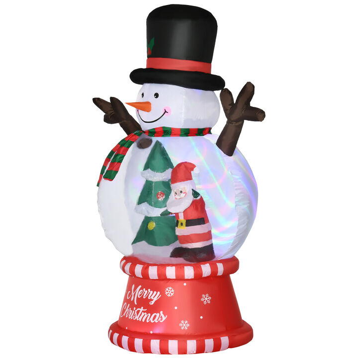8ft Inflatable Christmas Snowman w/ Crystal Ball Body Black Hat for Lawn Garden