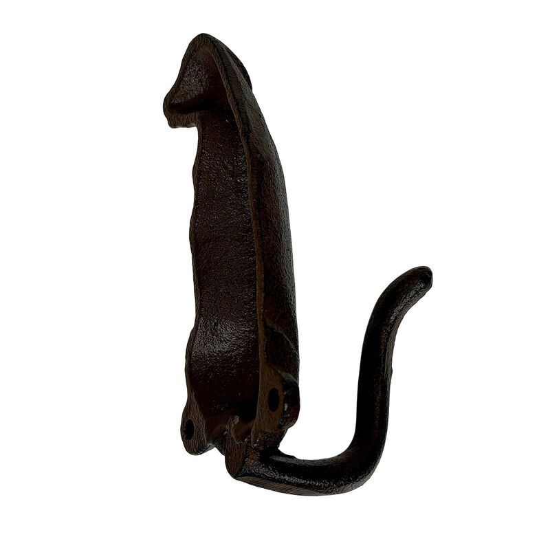 Set Of 3 Dog Wall Hooks Rustic Brown Cast Iron 45 In Decorative Hooks image number 3