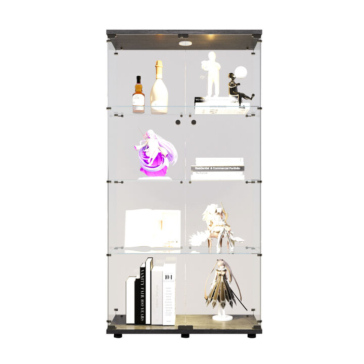 GOODSILO Sleek LED-Lit Display Cabinet with Tempered Glass Shelves for Modern Home D&eacute;cor and Collectible Showcase