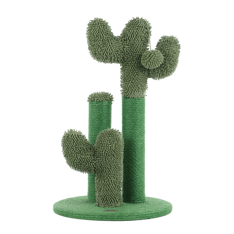 Marfa Modern Jute Triple-Cactus Cat Scratching Post with Fuzzy Toy